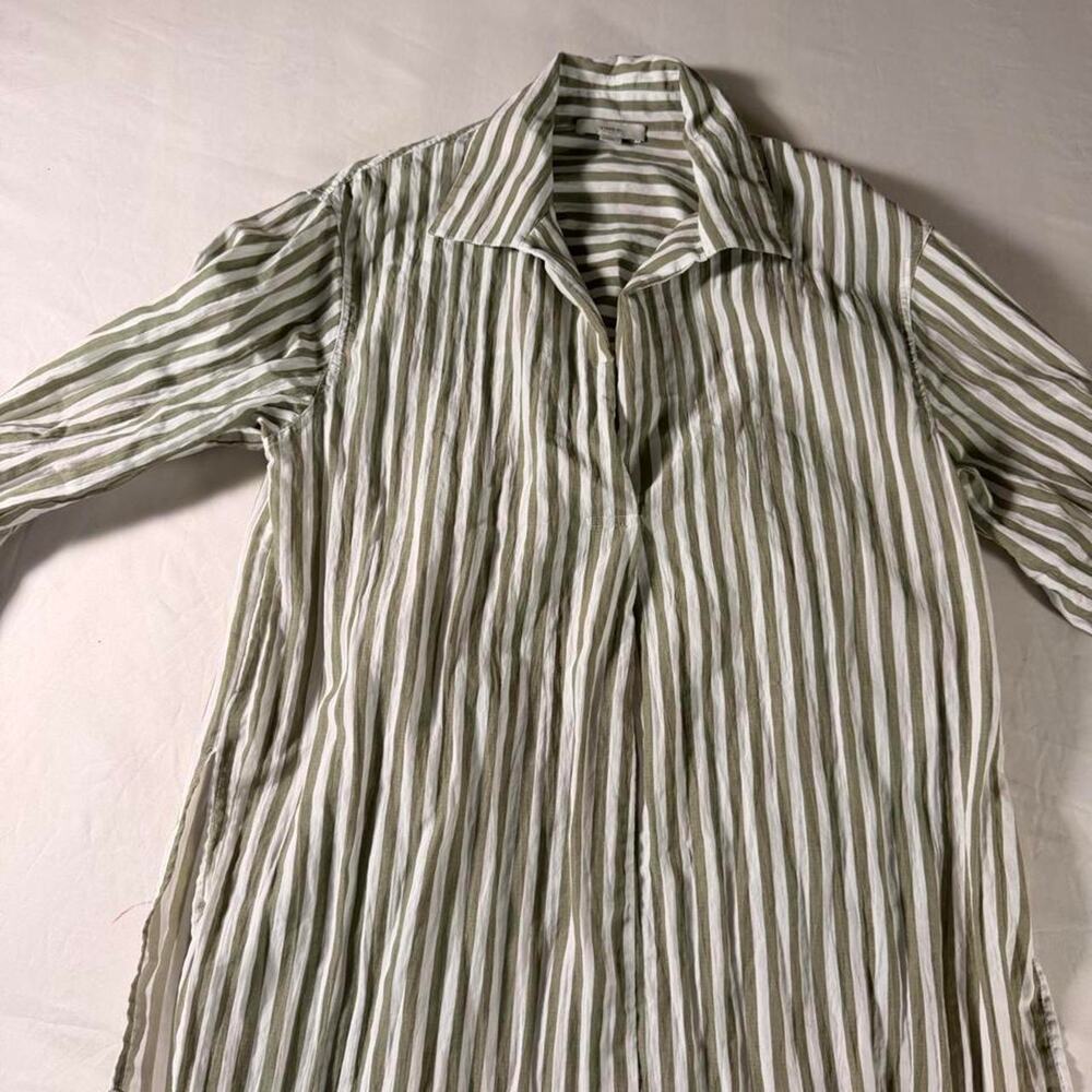 VINCE MEDIUM Green and white striped blouse